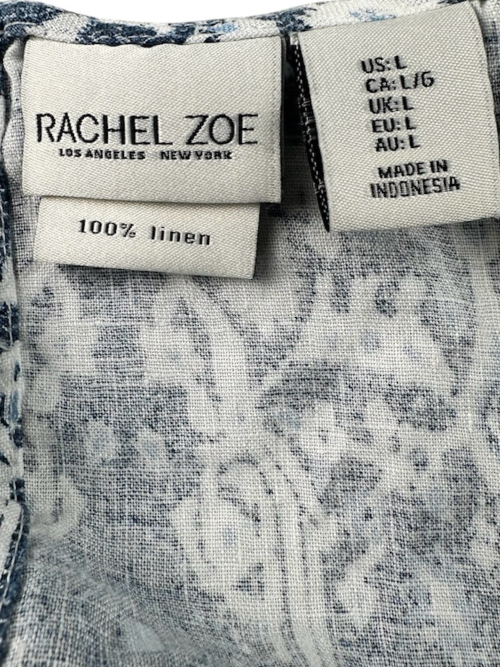 Rachel Zoe Linen Ikat A-Line Dress Blue White Size Large - Picture 6 of 7